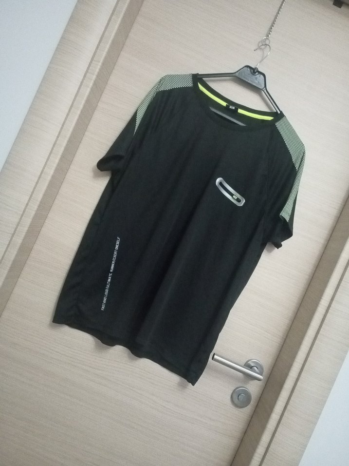 Siyah Spor Erkek Tişörtü, Kısa Kollu, Rahat Kesim - Görsel 2