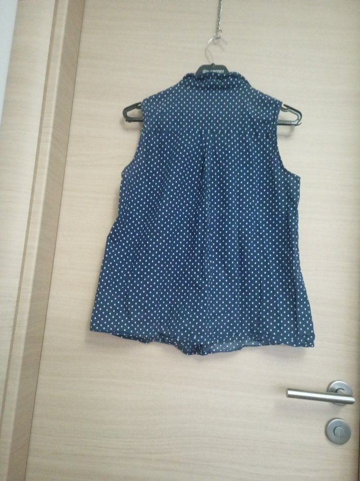 Düğmeli Kolsuz Lacivert Kadın Gömlek - Görsel 4