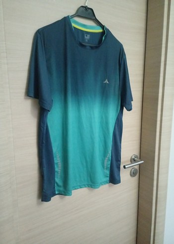 Mavi Kısa Kollu Bağlama Desenli Tişört - Görsel 5