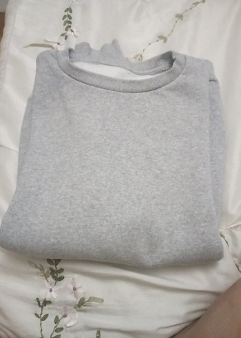 Gri Kadın Uzun Kollu Oversize Sweatshirt - Görsel 7