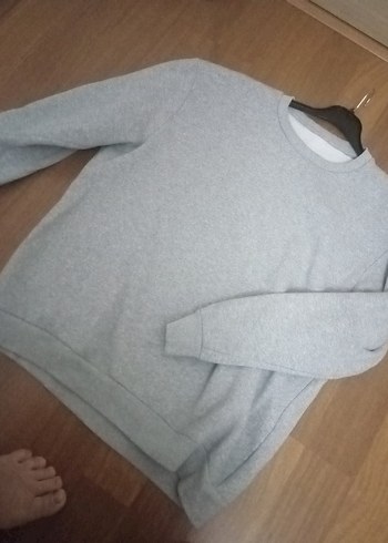 Gri Kadın Uzun Kollu Oversize Sweatshirt - Görsel 4