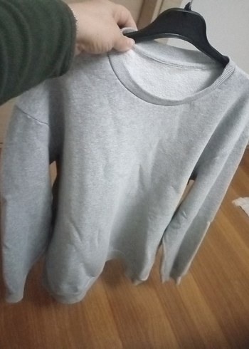 Gri Kadın Uzun Kollu Oversize Sweatshirt - Görsel 5