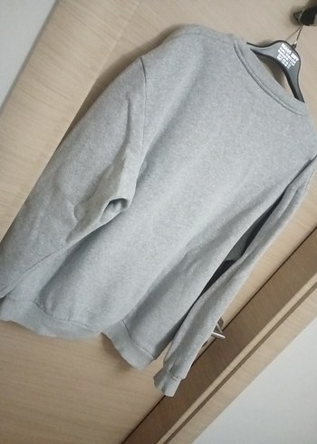 Gri Kadın Uzun Kollu Oversize Sweatshirt - Görsel 3