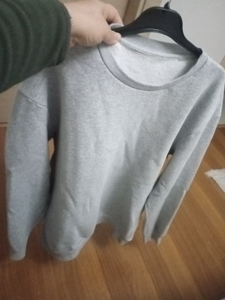 Gri Kadın Uzun Kollu Oversize Sweatshirt - Görsel 5