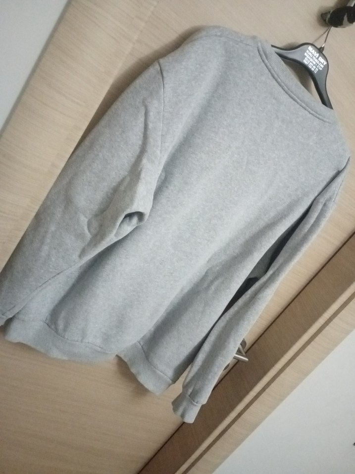 Gri Kadın Uzun Kollu Oversize Sweatshirt - Görsel 3