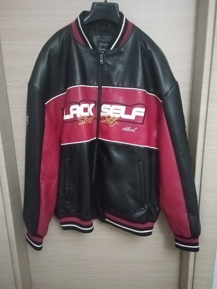 Siyah Deri mont - Görsel 5