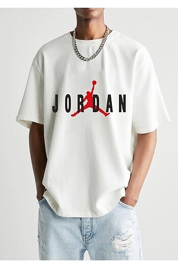 Unisex Oversize Beyaz Air Jordan Tshirt