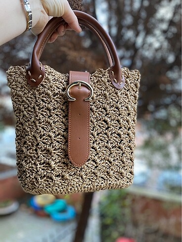 Zara Amber model kağıt ip örgü çanta