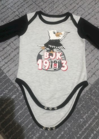 Uzun Kollu Siyah BJK Baskılı Bebek Body - Görsel 8