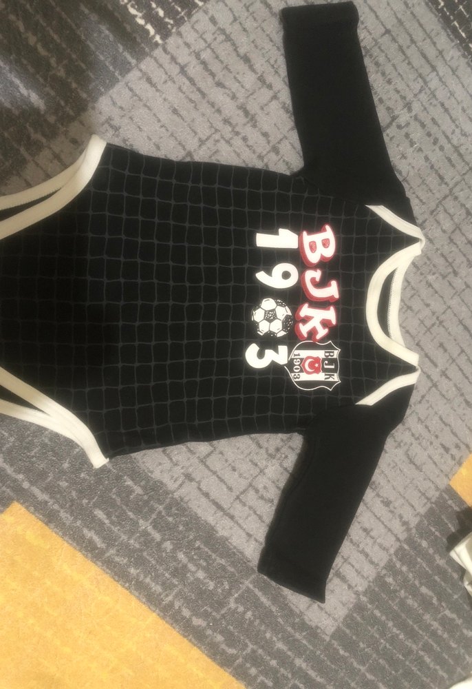 Uzun Kollu Siyah BJK Baskılı Bebek Body - Görsel 2