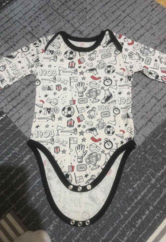 Uzun Kollu Siyah BJK Baskılı Bebek Body - Görsel 5