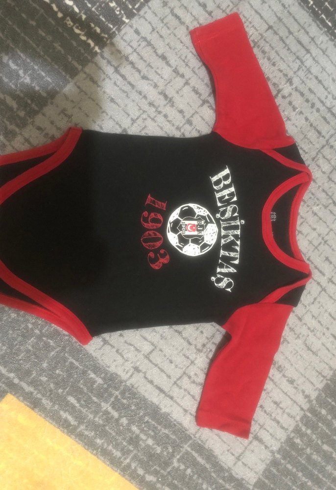 Uzun Kollu Siyah BJK Baskılı Bebek Body - Görsel 4