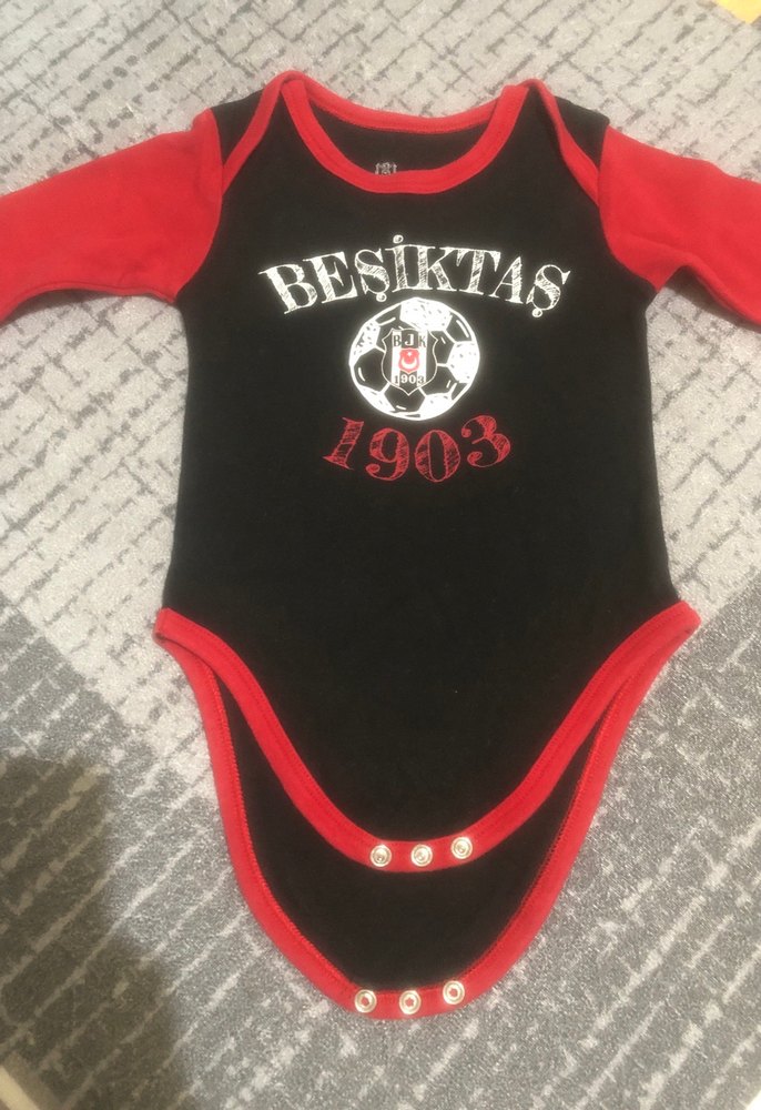 Uzun Kollu Siyah BJK Baskılı Bebek Body - Görsel 3