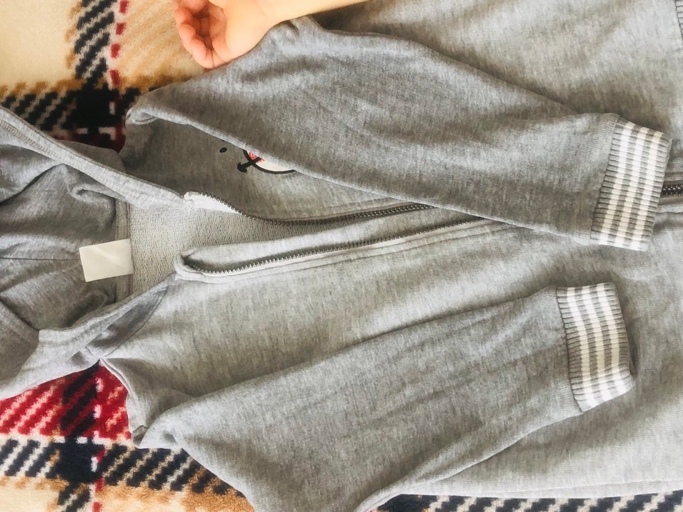 Erkek Çocuk Gri Fermuarlı Sweatshirt - Görsel 2