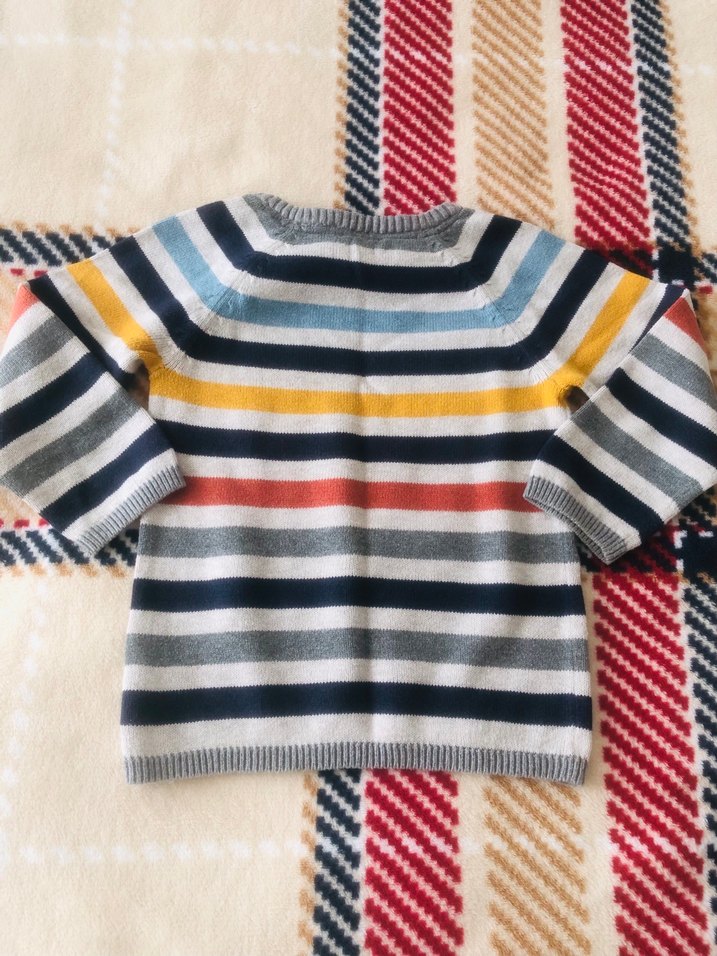H&M marka Çizgili Kısa Kollu Erkek Çocuk Triko Kazak - Görsel 4