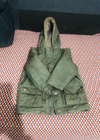 Kapüşonlu Fermuarlı Erkek Çocuk Yeşil Mont - Görsel 9