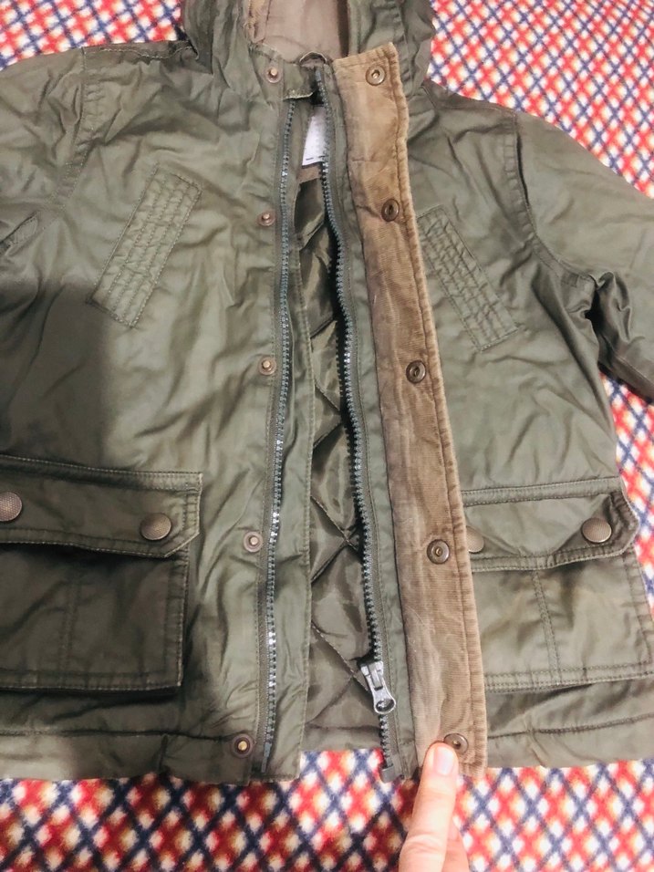 Kapüşonlu Fermuarlı Erkek Çocuk Yeşil Mont - Görsel 5