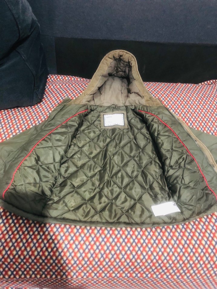 Kapüşonlu Fermuarlı Erkek Çocuk Yeşil Mont - Görsel 4