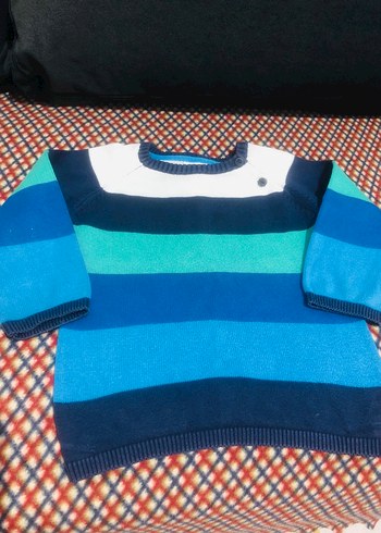 Renkli Çizgili Erkek Çocuk Triko Kazak - Görsel 2