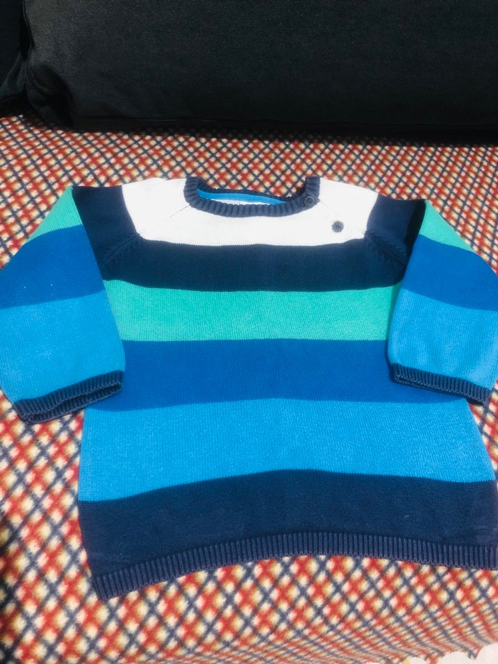 Renkli Çizgili Erkek Çocuk Triko Kazak - Görsel 2