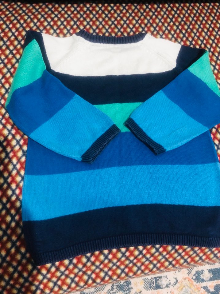 Renkli Çizgili Erkek Çocuk Triko Kazak - Görsel 4