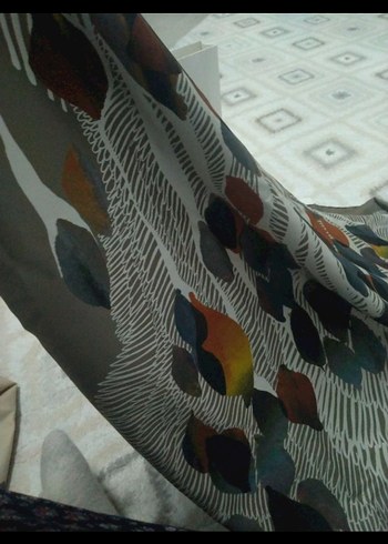 Aker Baskılı Kahverengi Kadın erşap - Görsel 3