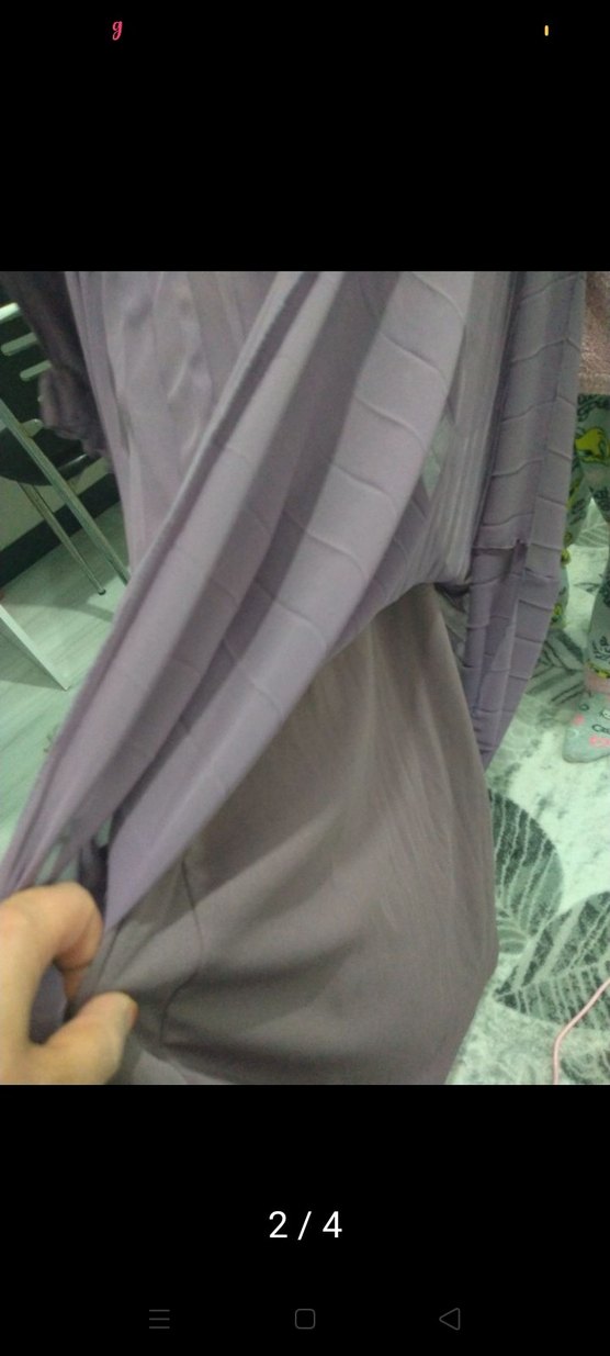 Uzun Kollu Mor Piliseli Uzun Elbise - Görsel 4