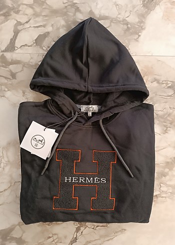 Hermes Siyah Kapüşonlu Erkek Sweatshirt - Görsel 7