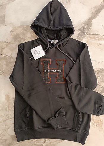 Hermes Siyah Kapüşonlu Erkek Sweatshirt - Görsel 3