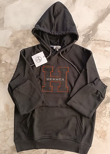 Hermes Siyah Kapüşonlu Erkek Sweatshirt - Görsel 4