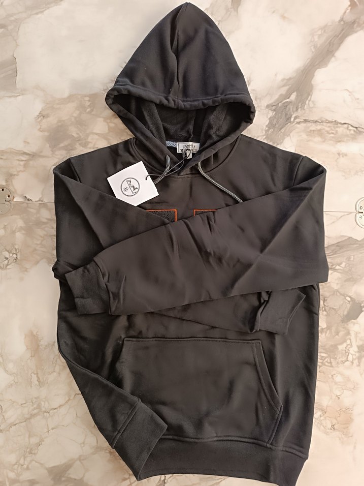 Hermes Siyah Kapüşonlu Erkek Sweatshirt - Görsel 5