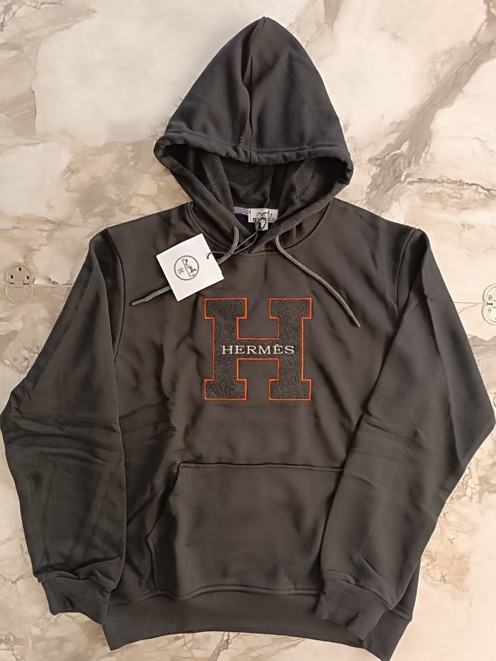 Hermes Siyah Kapüşonlu Erkek Sweatshirt - Görsel 2