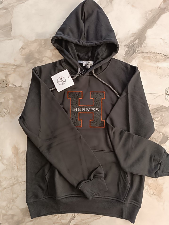 Hermes Siyah Kapüşonlu Erkek Sweatshirt - Görsel 3