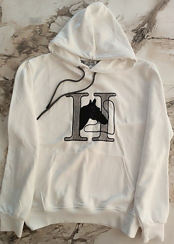 HERMES Beyaz Kapüşonlu ERKEK Sweatshirt - Görsel 4