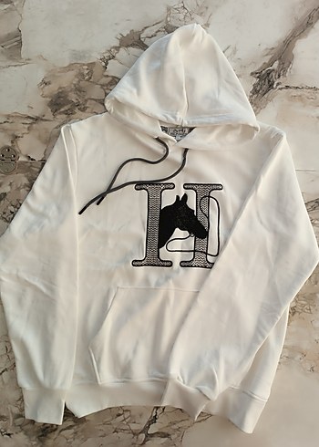 HERMES Beyaz Kapüşonlu ERKEK Sweatshirt - Görsel 3