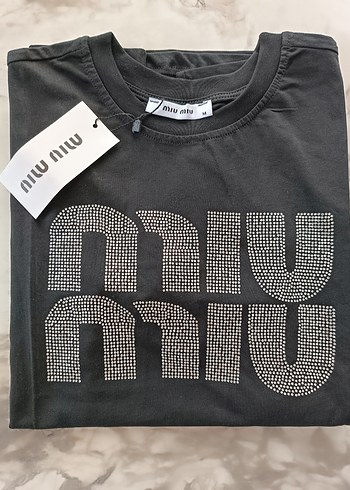 Miu Miu Siyah Taş İşlemeli Kadın Tişört