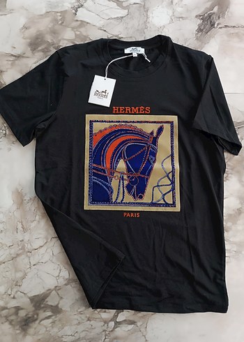 Hermes Paris Siyah Baskılı Erkek Tişört