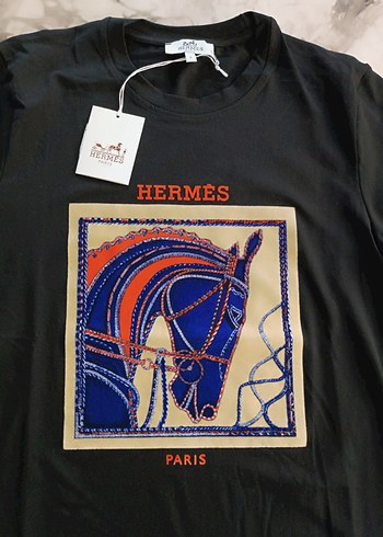 s Beden Hermes Paris Siyah Baskılı Erkek Tişört
