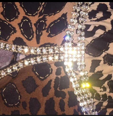 m Beden Leopar taşlı M / 38 Gece Elbisesi
