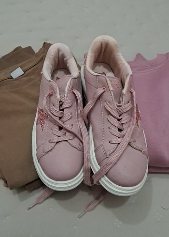 Pembe Bağcıklı Kadın Sneakers