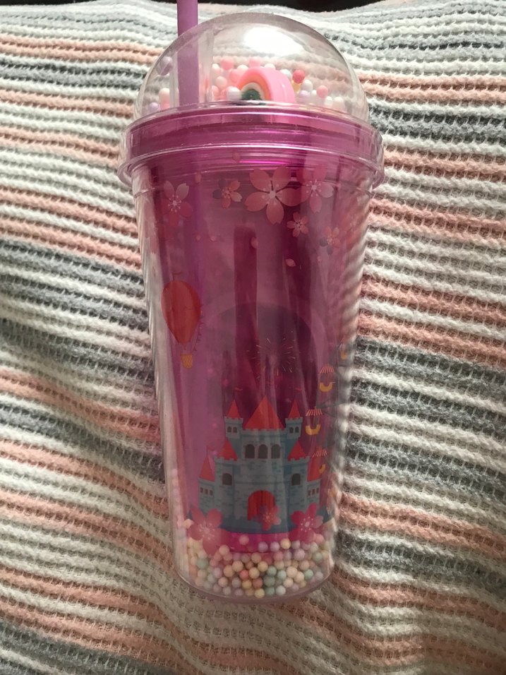 Pembe Pastel Temalı Plastik Bardak - Görsel 4