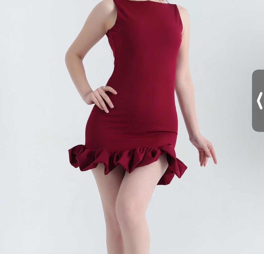 Bordo Mini Fırfırlı Straplez Elbise - Görsel 2