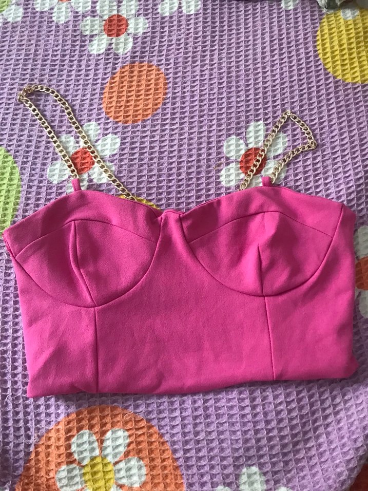 Kızlar için Pembe V Yaka Fermuarlı Atlet - Görsel 3