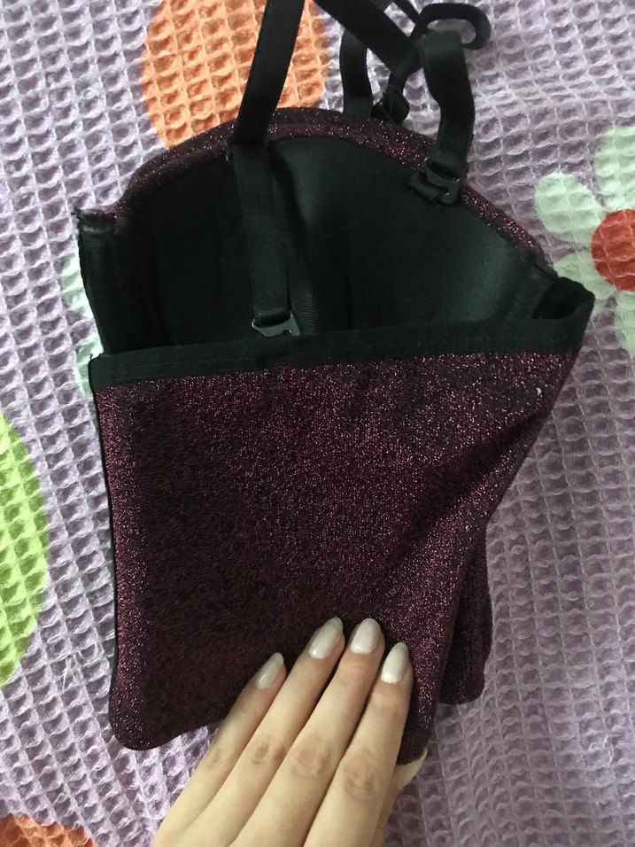 Mor Parlak Strappy Bustiyer - Görsel 3