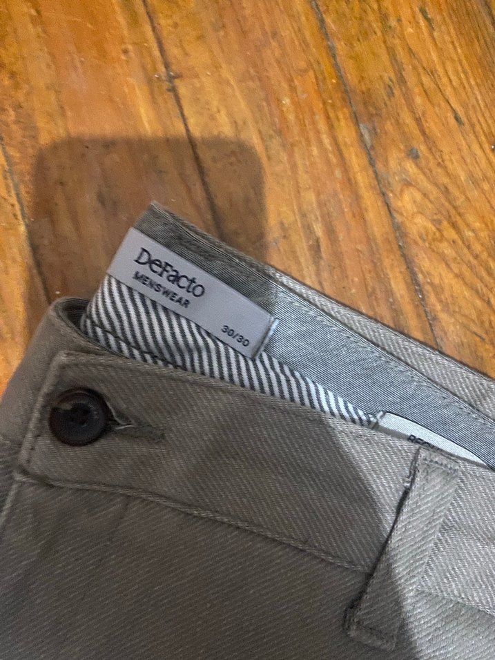 Bej Keten Erkek Pantolon, Kemerli, Regular Fit - Görsel 3