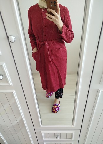 Bordo Bağlamalı Uzun Kollu Kadın trenç - Görsel 2