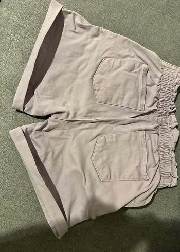 Düğmeli lila Keten Rahat Kesim Kız Şort - Görsel 3