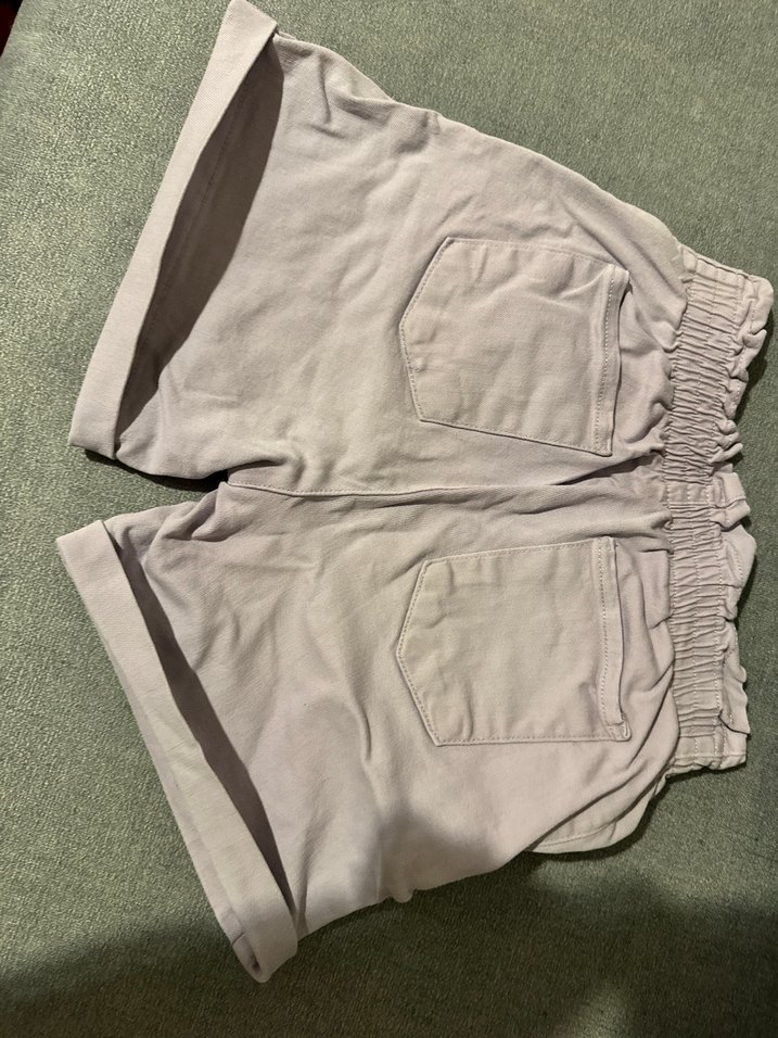 Düğmeli lila Keten Rahat Kesim Kız Şort - Görsel 3