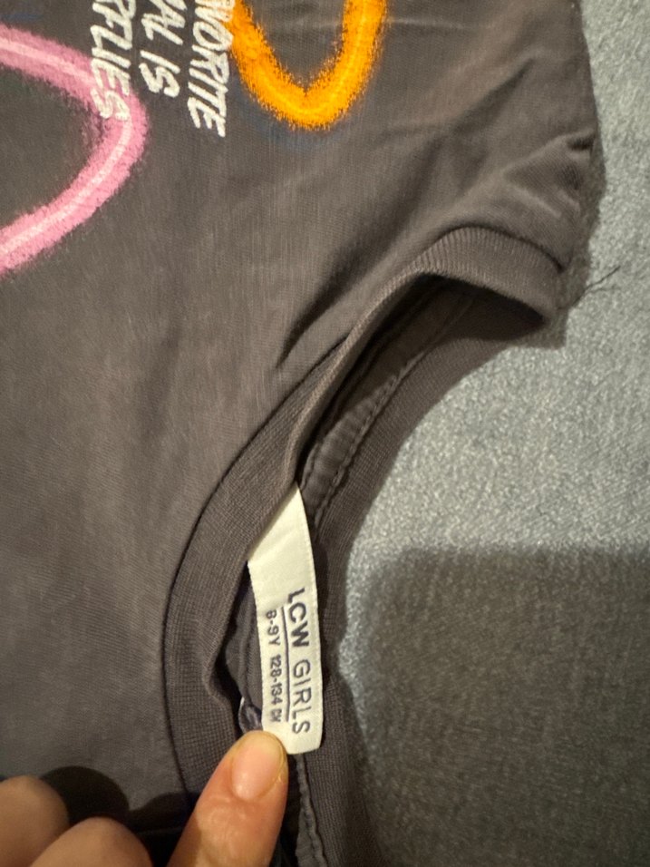 Kız Çocuk Gri Baskılı Kısa Kollu Tişört - Görsel 3