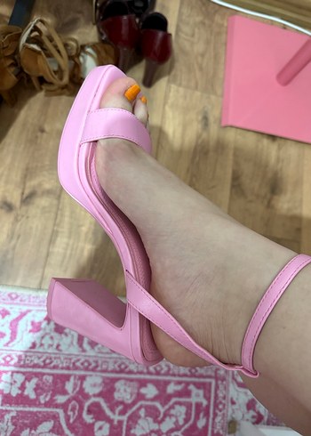 Pembe Platform Topuklu Kadın ayakkabı - Görsel 3